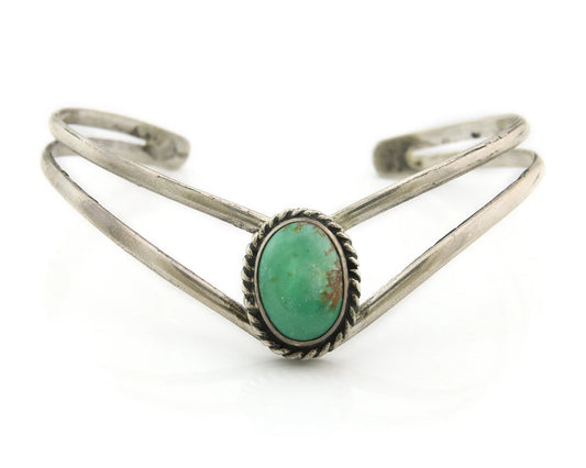 Navajo Cuff Bracelet Sterling Silver Turquoise Handmade Vintage Signed MC