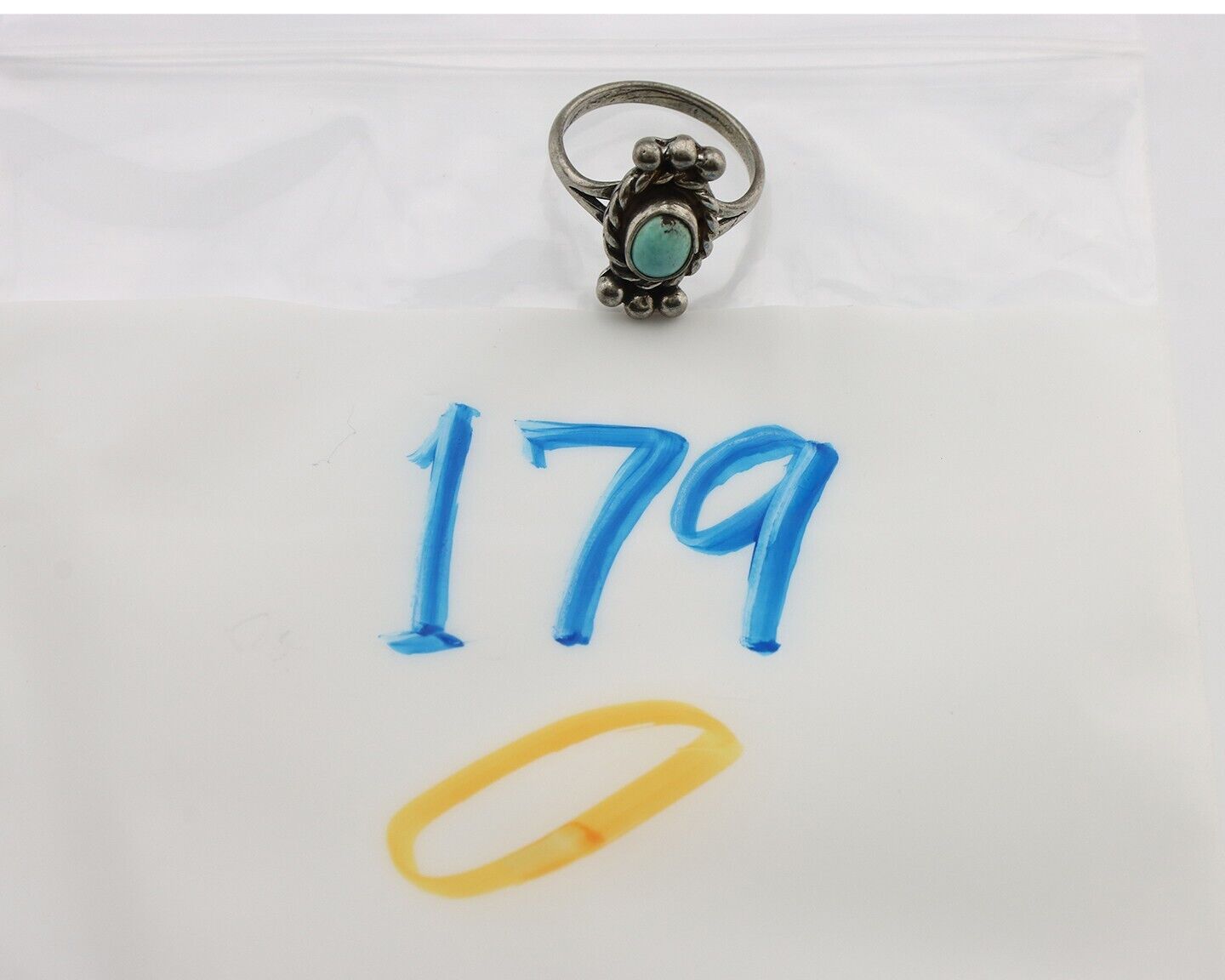 Navajo Ring 925 Silver Natural Blue Turquoise Native American Artist C.1980's