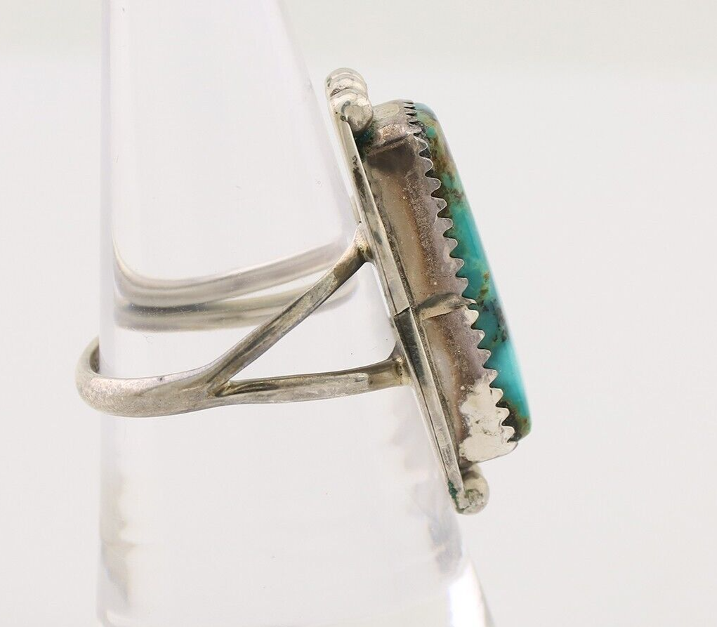 Navajo Ring 925 Silver Natural Blue Turquoise Artist Signed Doug Zachary C.80's