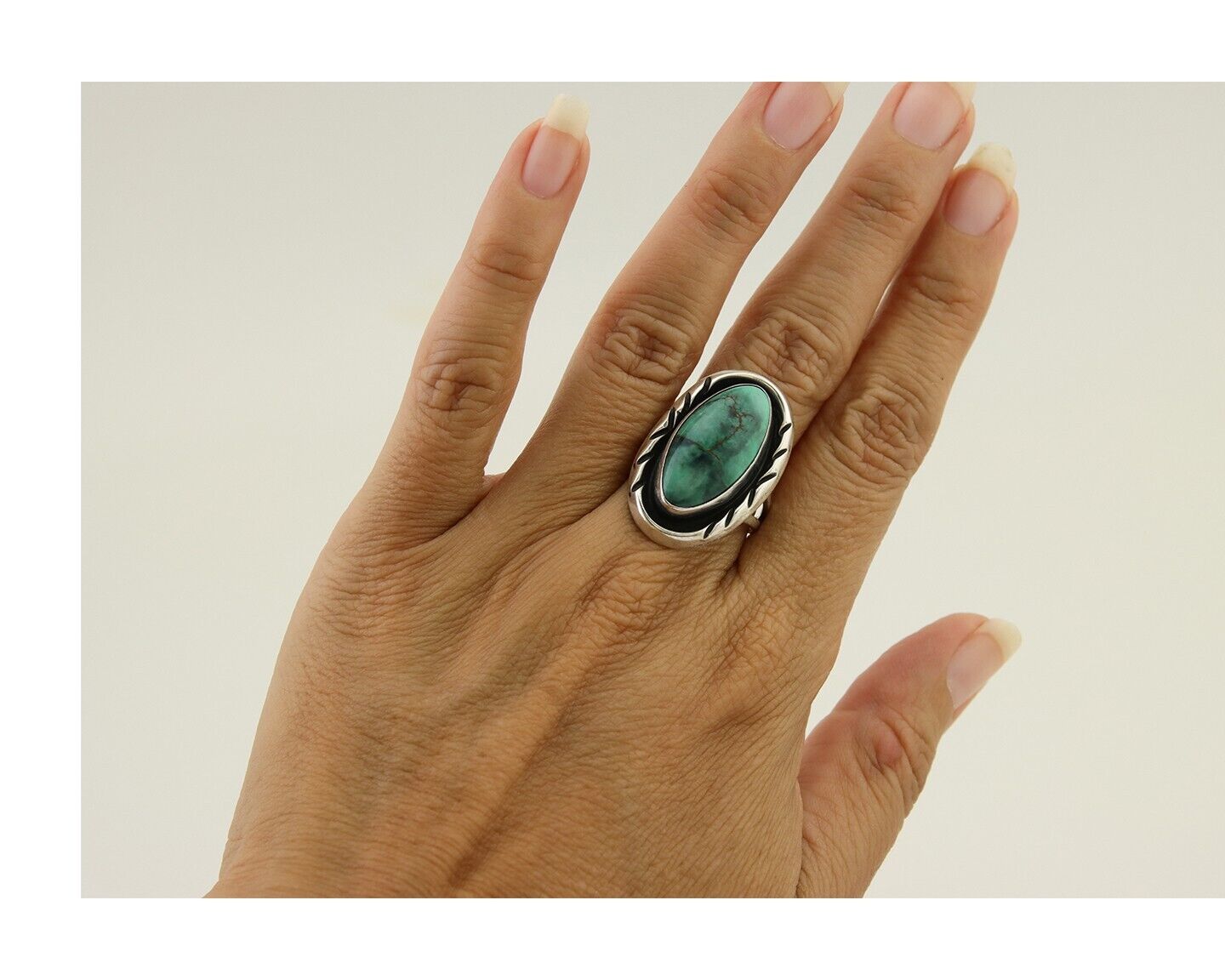 Navajo Ring 925 Silver Turquoise Artist Siged Herbert Cayatineto C.80's