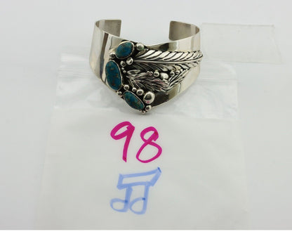 Navajo Bracelet 925 Silver Natural Blue Turquoise Signed David Zachary C.80's