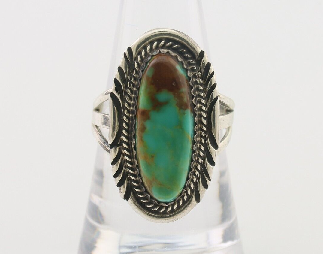 Navajo Ring 925 Silver Blue Gem Turquoise Native American Artist C.80's
