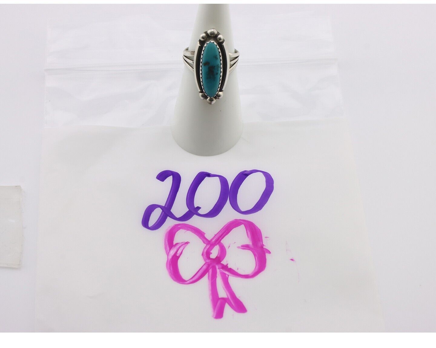Navajo Ring .925 Silver Sleeping Beauty Turquoise Signed SkyStone Creations C80s