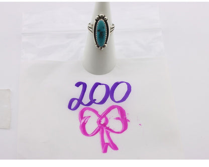 Navajo Ring .925 Silver Sleeping Beauty Turquoise Signed SkyStone Creations C80s