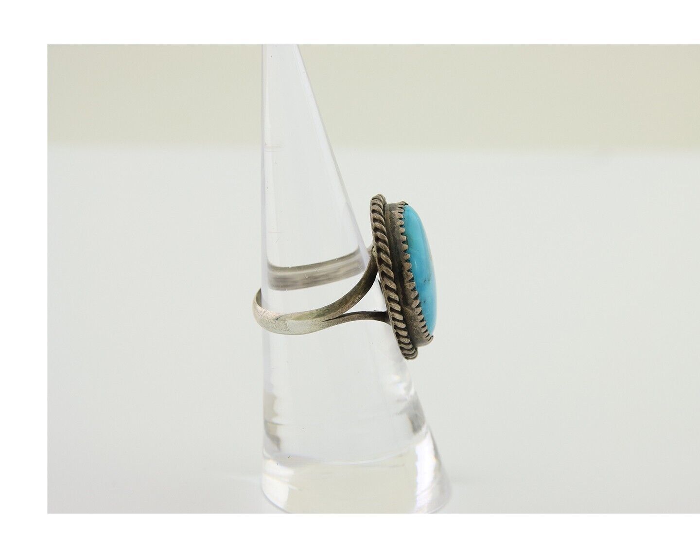 Navajo Ring 925 Silver Blue Turquoise Native American Artist C.80's