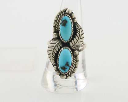 Navajo Ring 925 Silver Sleeping Beauty Turquoise Signed Sharon Cisco C.80's
