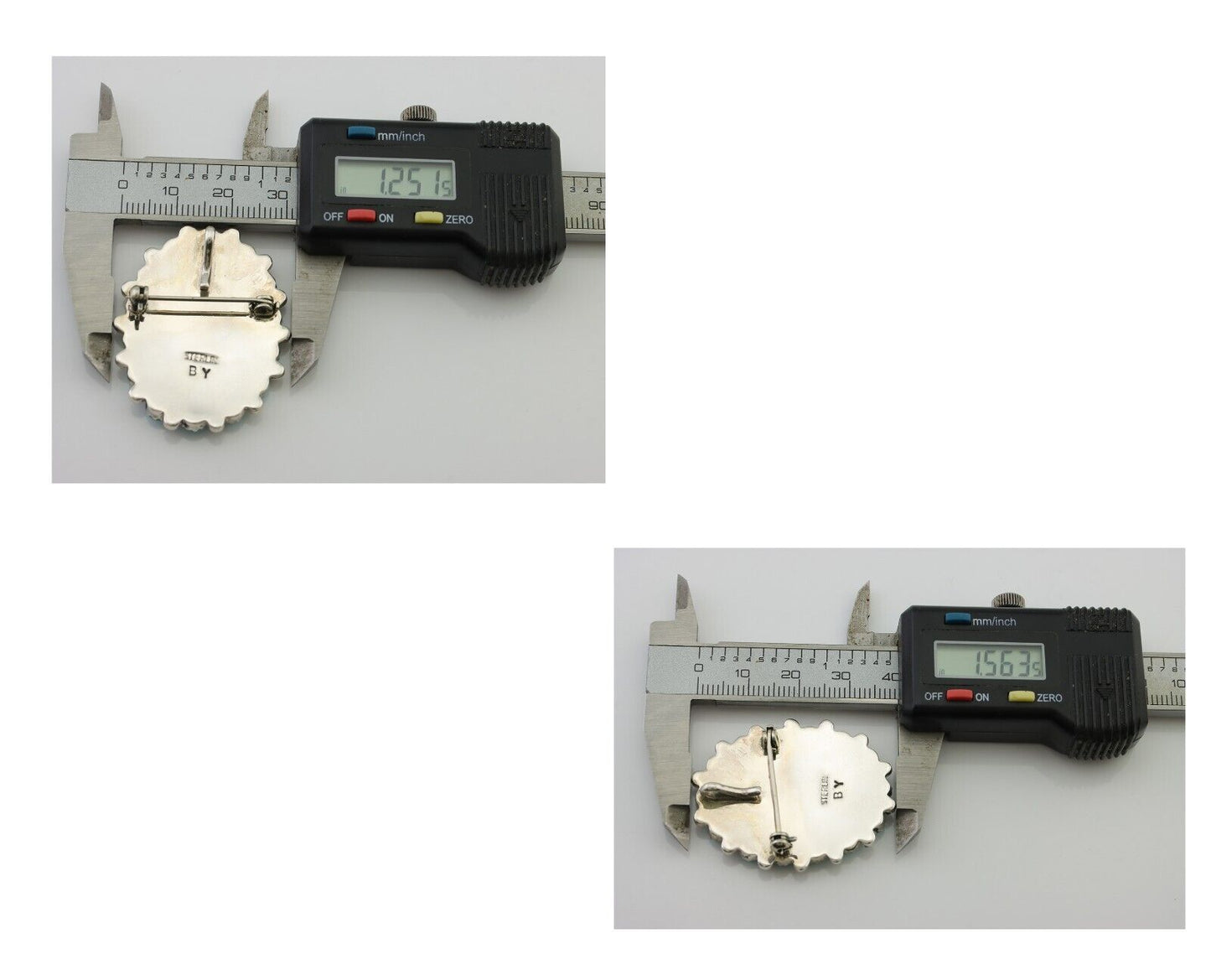 Navajo Pin Pendant 925 Silver Blue Turquoise Signed Benson Yazzie C.80's