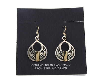 Navajo Earrings Sterling Silver & Gold Vintage Handmade