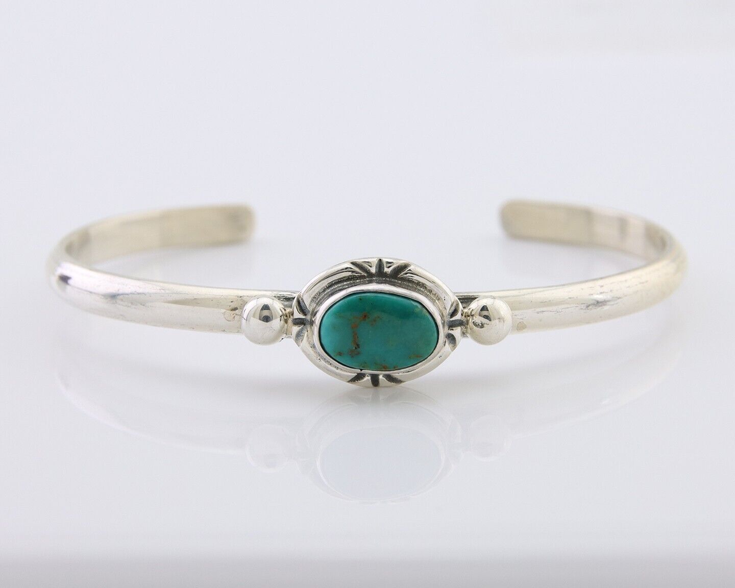 Navajo Bracelet 925 Silver Natural Turquoise Native American Artist C.80's