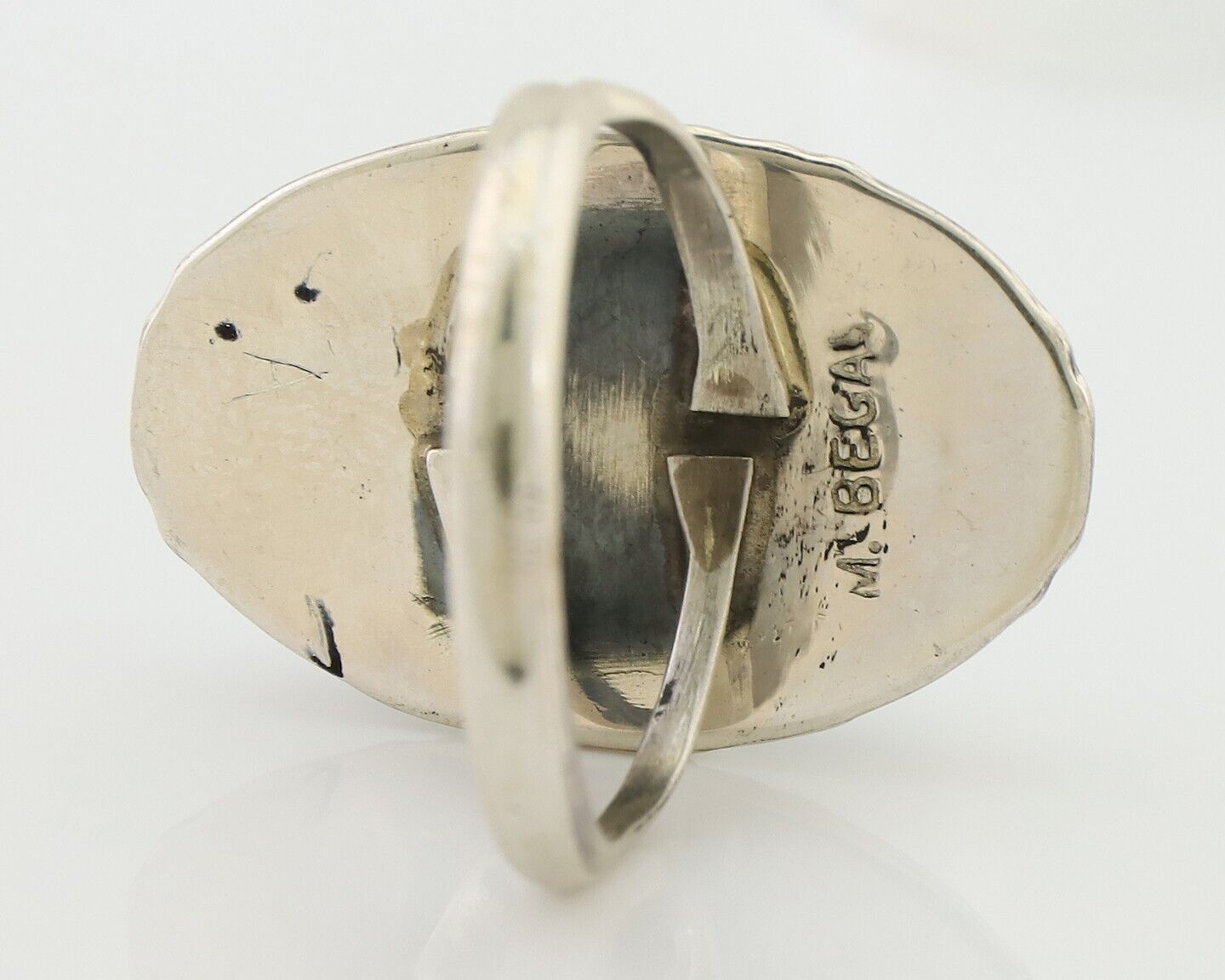 Navajo Ring 925 Silver Natural Blue Turquoise Artist Signed M BEGAY C.80's