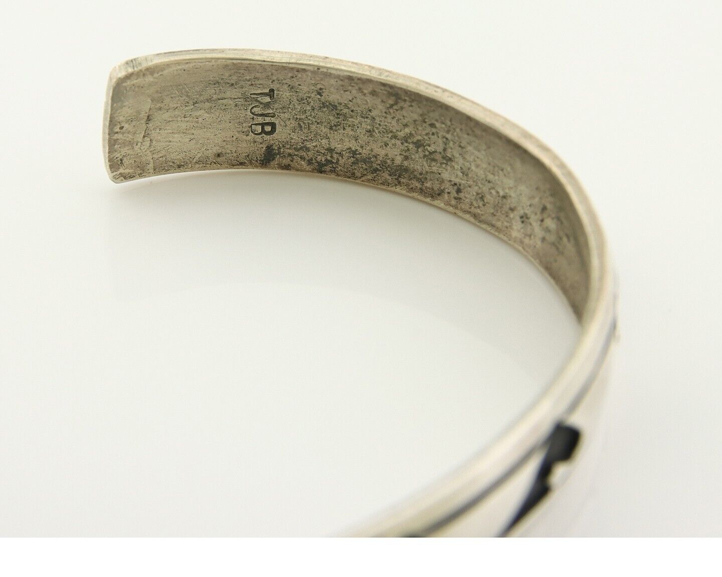 Navajo Bracelet 925 Silver Handmade Cuff Artist Signed TJB C.80's