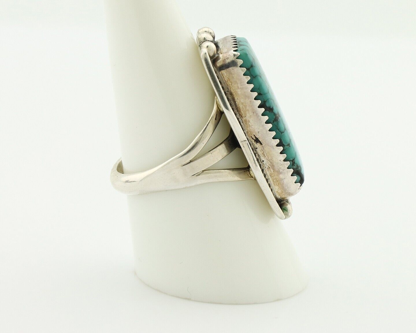 Navajo Ring 925 Silver Spiderweb Turquoise Artist Signed D C.80's
