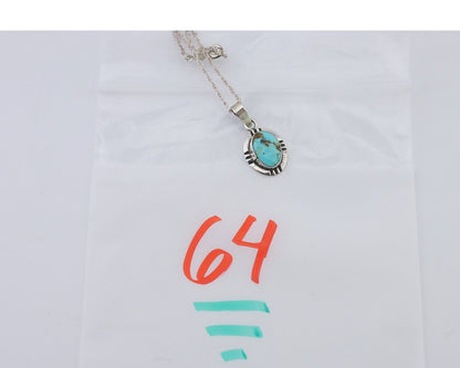 Navajo Necklace 925 Silver Natural Kingman Turquoise Native American C.80's