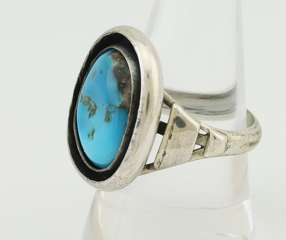 Navajo Ring 925 Silver Arizona Turquoise Signed M Montoya C.80's