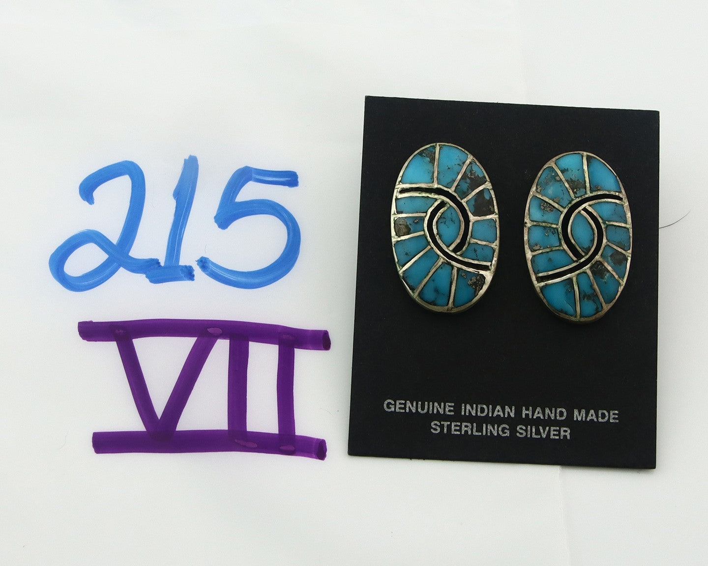 Navajo Earrings Sterling Silver Turquoise Dangle Vintage Authentic