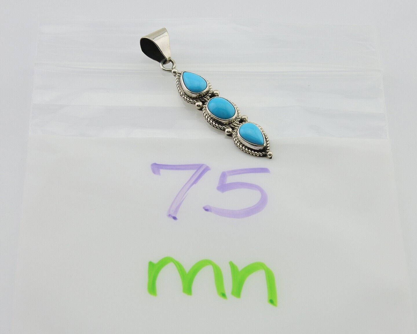 Navajo Necklace 925 Silver Natural Turquoise Artist Kathllen Chavez C.80's