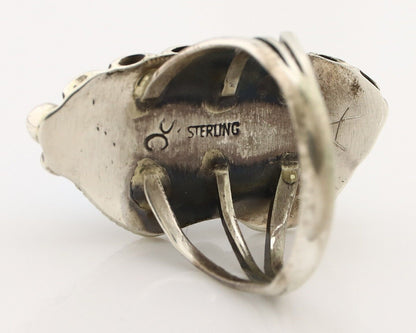 Navajo Ring 925 Silver Sleeping Beauty Turquoise Signed SC C.80's
