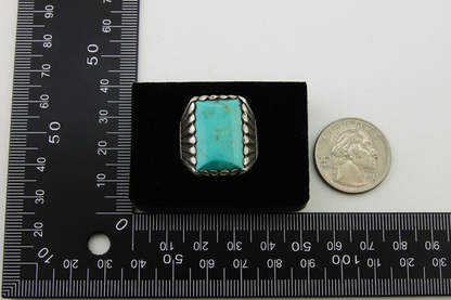 Navajo Handmade Ring 925 Sterling Silver Natural Turquoise Native Artist C.80's