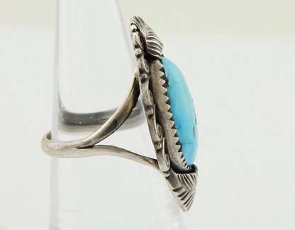 Navajo Ring .925 Silver Blue Turquoise Artist Signed Billy Eagle C.80's