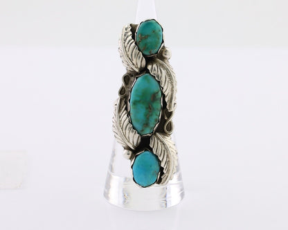 Navajo Ring 925 Silver Kingman Turquoise Native American Artist C.80's