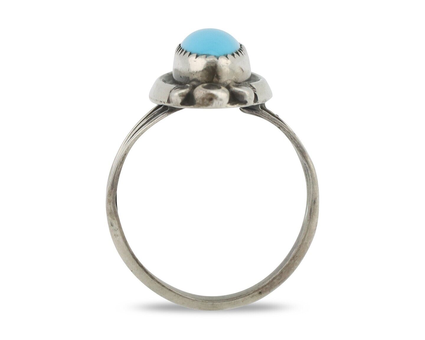 Navajo Ring .925 Silver Sleeping Beauty Turquoise Signed SkyStone Creations C80s