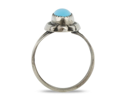 Navajo Ring .925 Silver Sleeping Beauty Turquoise Signed SkyStone Creations C80s