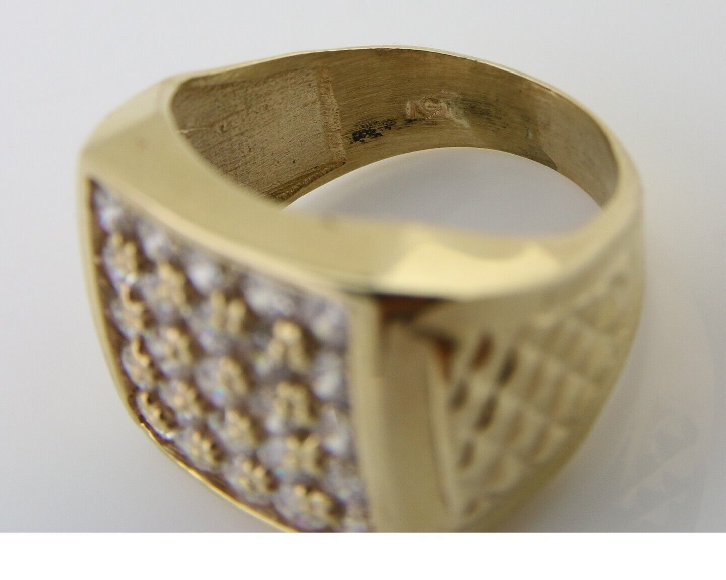 Men Simulated Diamond Pinky Ring 14k Solid Yellow Gold