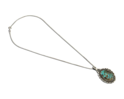 Navajo Necklace 925 Silver Natural Blue Turquoise Artist Signed M Montoya C.80's