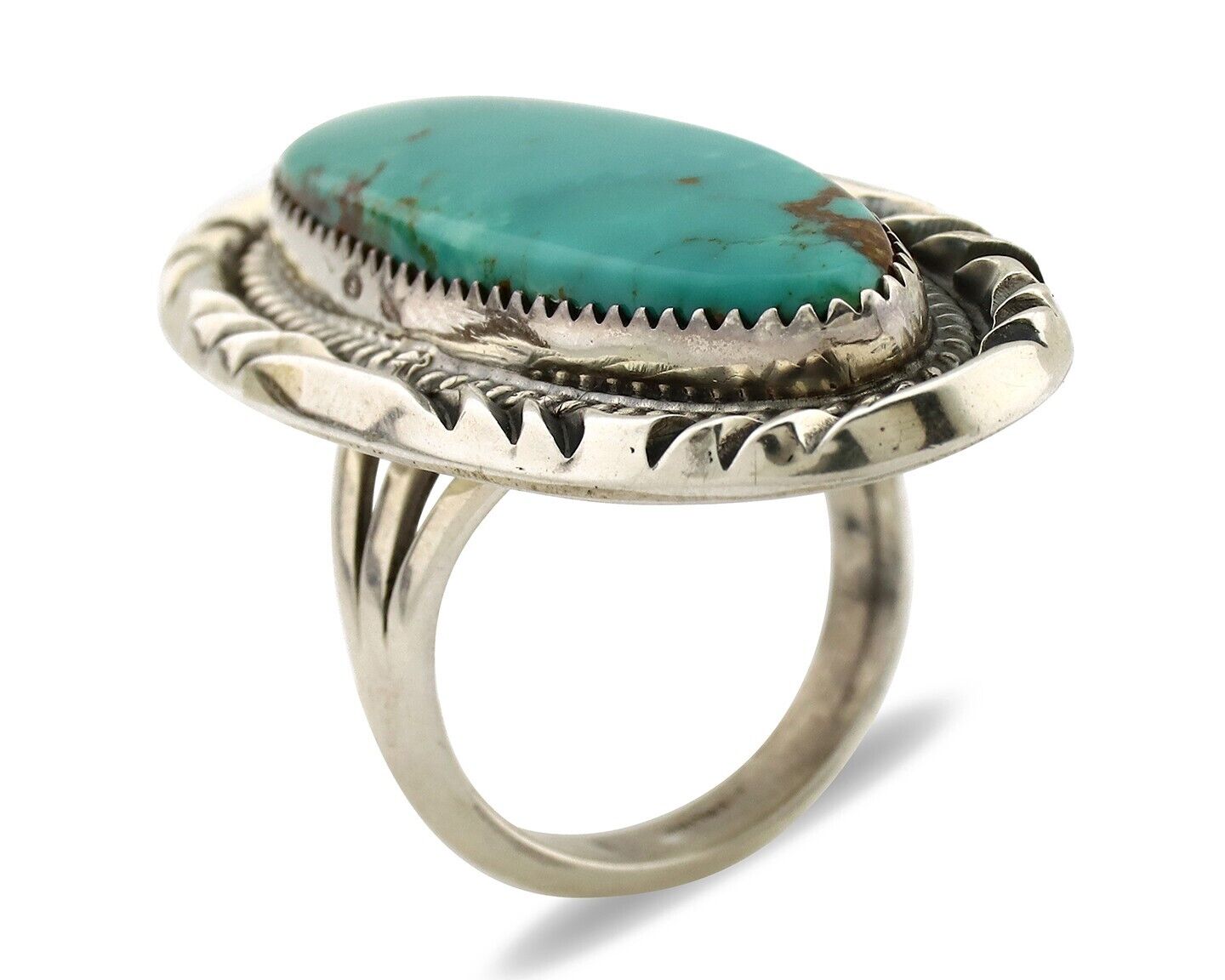 Navajo Ring 925 Silver Natural Mined Turquoise Signed Phillip Zachary C.80s