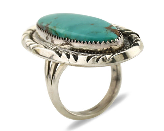 Navajo Ring 925 Silver Natural Mined Turquoise Signed Phillip Zachary C.80s