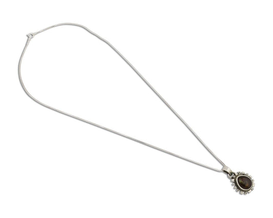 Navajo Handmade Necklace 925 Silver Fire Opal Artist Signed Sunburst C.80's