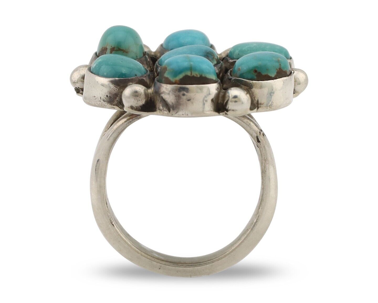 Navajo Ring .925 Silver Natural Blue Turquoise Native American Artist C.80's