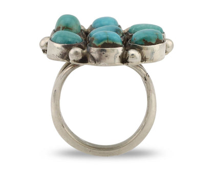Navajo Ring .925 Silver Natural Blue Turquoise Native American Artist C.80's