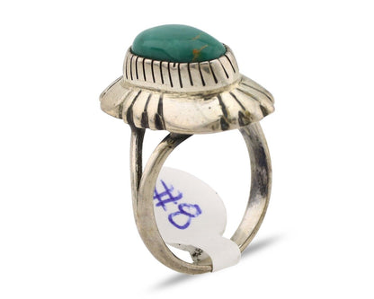 Navajo Ring 925 Silver Natural Turquoise Native Artist Signed M Montoya C.80's
