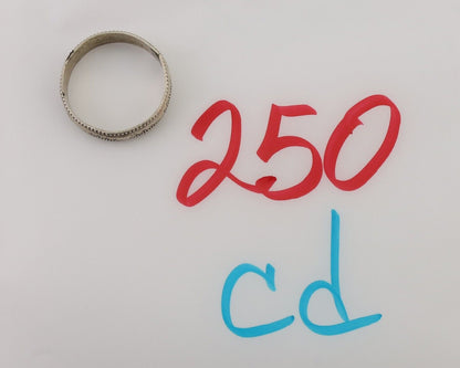 Navajo Hand Stamped Band 925 Silver 6.0 mm Native Artist Size 9.75 C.80's