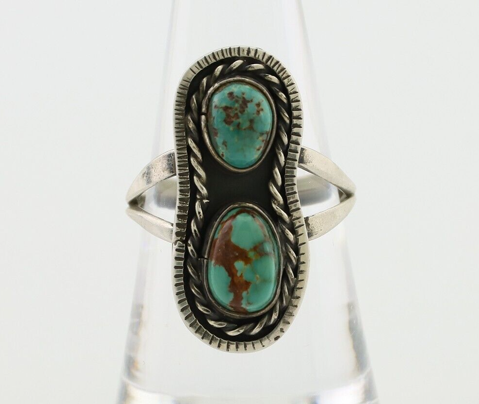 Navajo Handmade Ring 925 Silver Natural Turquoise Native American Artist C.80's