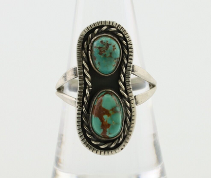Navajo Handmade Ring 925 Silver Natural Turquoise Native American Artist C.80's