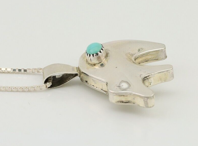Navajo Spirit Bear Necklace Pendant 925 Sterling Silver Signed C C.80's