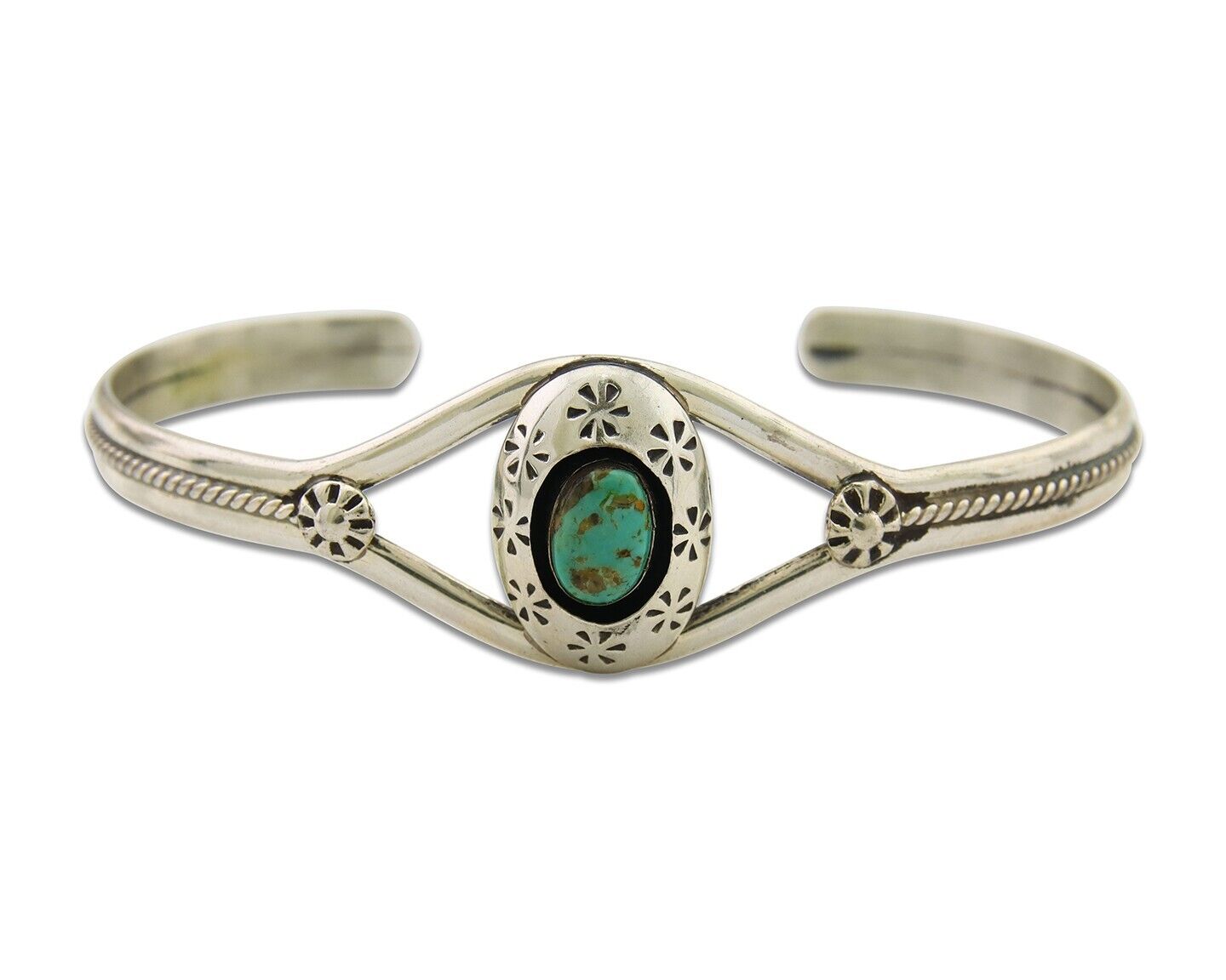 Navajo Cuff Bracelet 925 Silver Turquoise Cuff Native American Artist C.80's