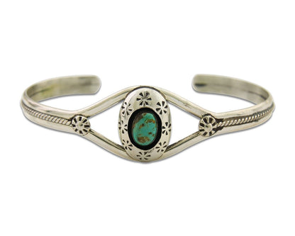 Navajo Cuff Bracelet 925 Silver Turquoise Cuff Native American Artist C.80's
