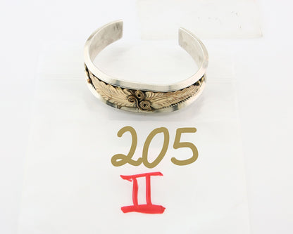 Navajo Bracelet 925 Silver & 12k Yellow Gold Filled Signed Justin Morris C.80's