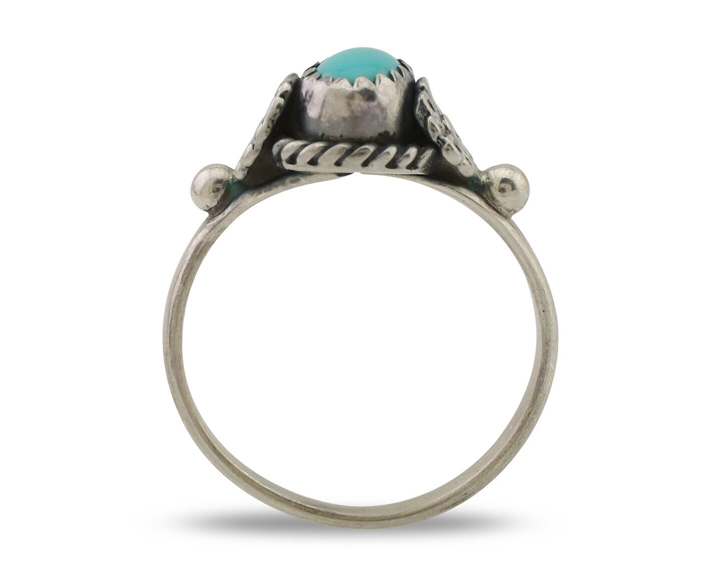 Navajo Ring 925 Silver Kingman Turquoise Native American Artist Made In 1985