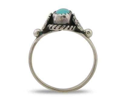 Navajo Ring 925 Silver Kingman Turquoise Native American Artist Made In 1985