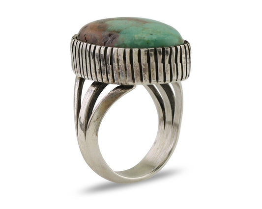 Navajo Handmade Ring 925 Silver Turquoise Signed Native American C.80's