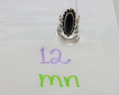 Navajo Handmade Ring 925 Silver Black Onyx Artist Signed SC C.80's