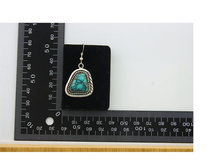 Navajo Earrings 925 Silver Natural Turquoise Artist Signed Sun West C80s