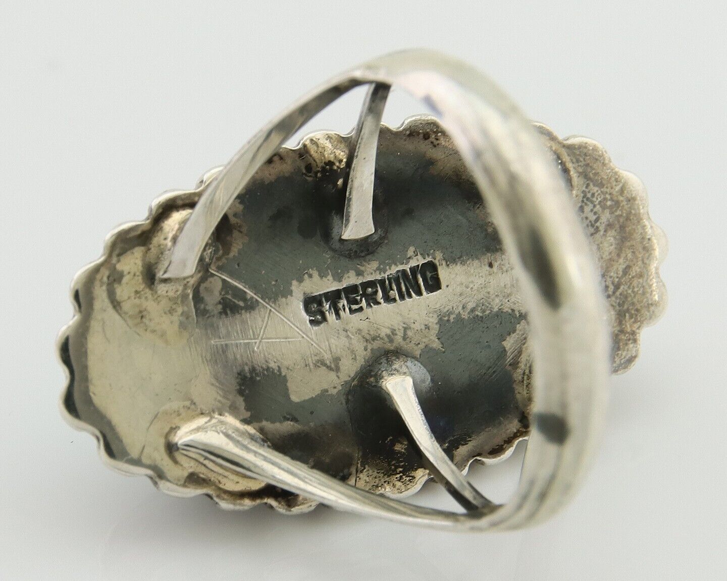 Navajo Shield Ring 925 Silver Arizona Turquoise Native Artist C.80's