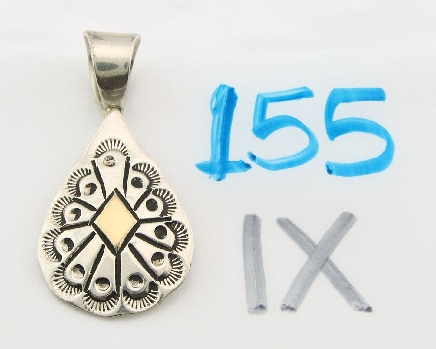 Navajo Kokopelli Pendant Sterling Silver & Gold Authentic Traditional Signed RT