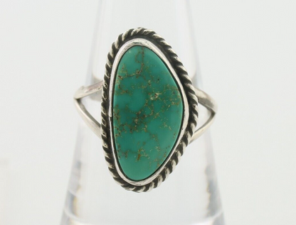 Navajo Ring 925 Silver Blue Gem Turquoise Artist Signed Rabbit Stick C.80's