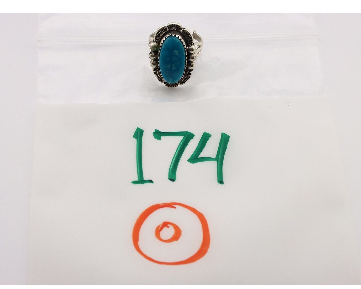 Navajo Ring 925 Silver Blue Gem Turquoise Native American Artist C.80's